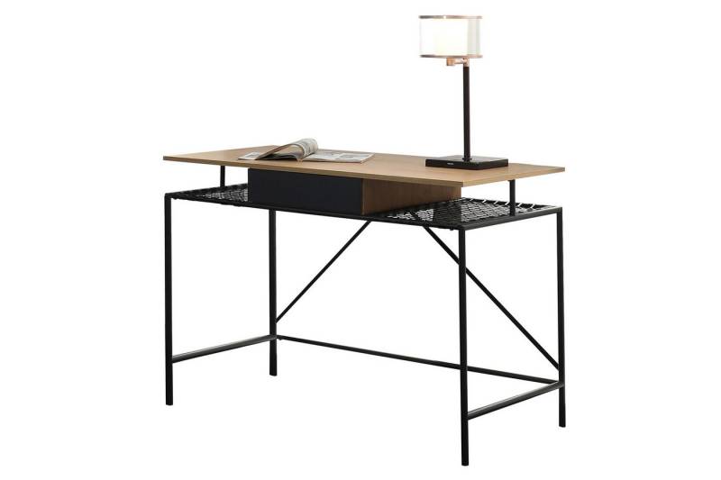dynamic24 Schreibtisch, Bürotisch Natur/Schwarz von dynamic24