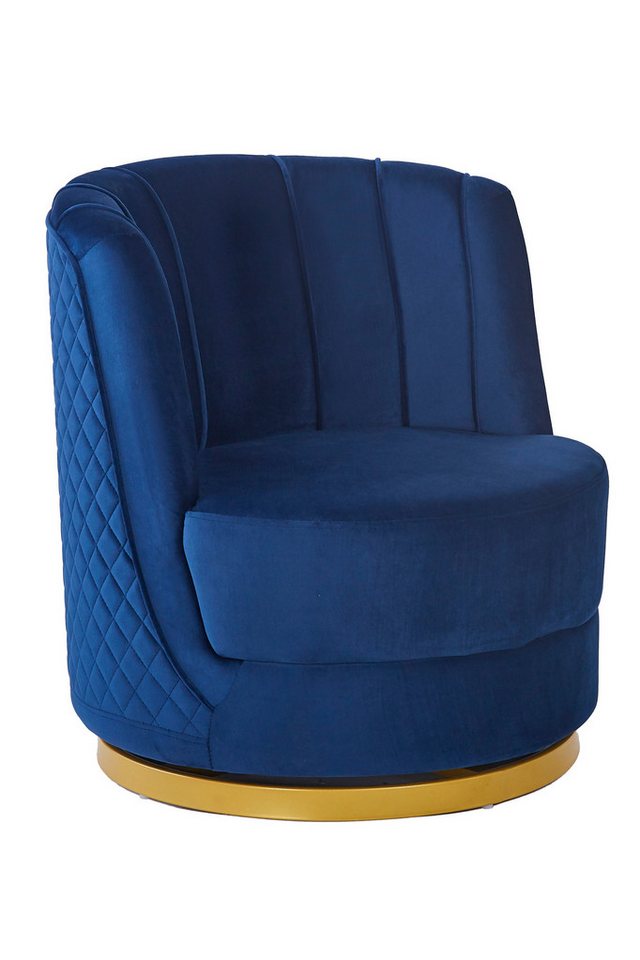 dynamic24 Sessel, DrehPolstersessel aus Samt Dunkelblau von dynamic24