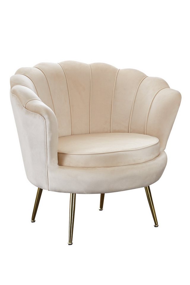 dynamic24 Sessel, MuschelPolstersessel aus Samt Beige von dynamic24