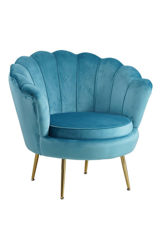 dynamic24 Sessel, MuschelPolstersessel aus Samt Blau von dynamic24