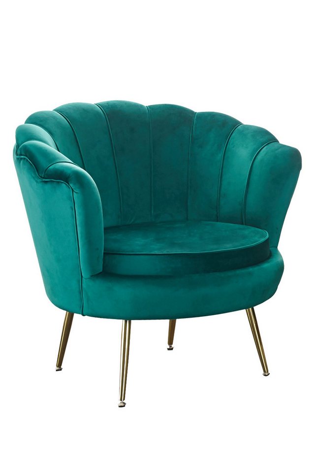 dynamic24 Sessel, MuschelPolstersessel aus Samt Grün von dynamic24
