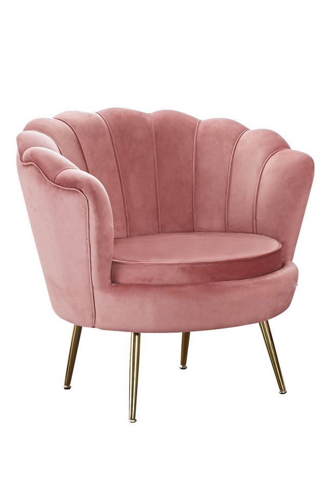 dynamic24 Sessel, MuschelPolstersessel aus Samt Rose von dynamic24