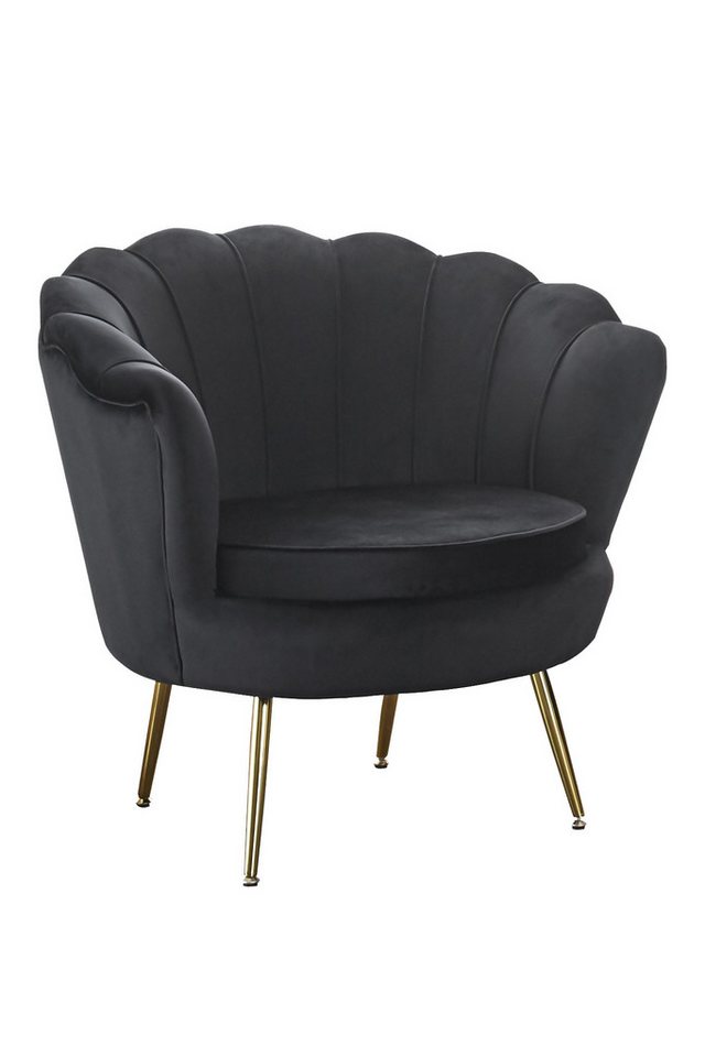 dynamic24 Sessel, MuschelPolstersessel aus Samt Schwarz von dynamic24