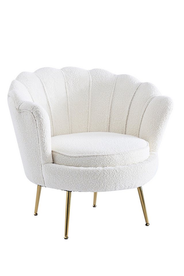 dynamic24 Sessel, MuschelPolstersessel mit Bouclé Stoff von dynamic24