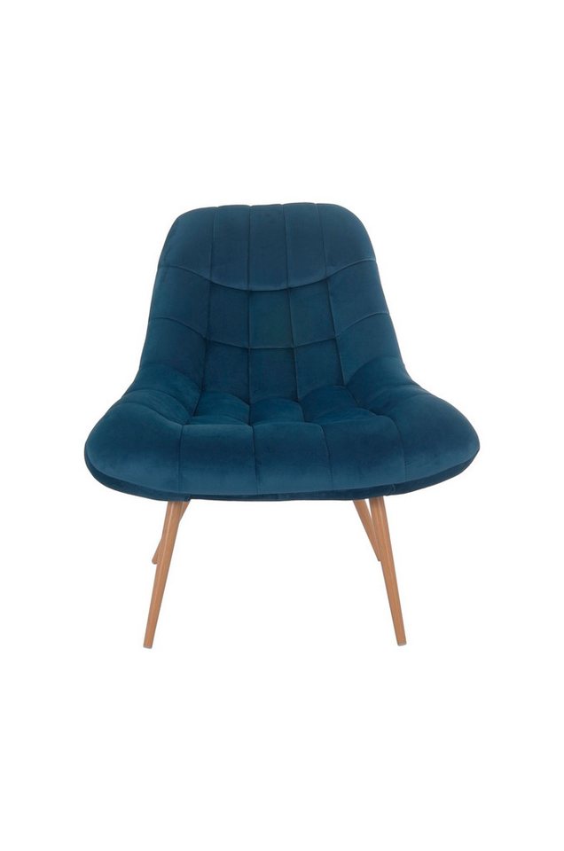 dynamic24 Sessel, Polstersessel XXL Samt blau Metall Holzoptik von dynamic24