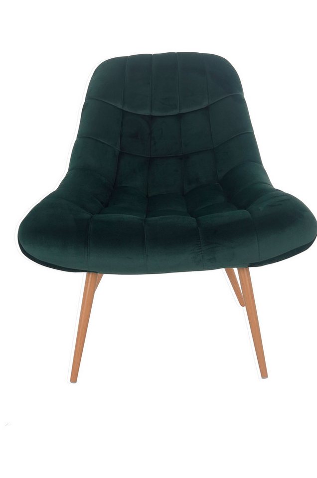 dynamic24 Sessel, Polstersessel XXL Samt grün Metall Holzoptik von dynamic24