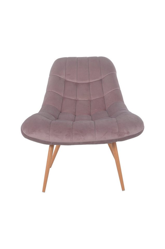 dynamic24 Sessel, Polstersessel XXL Samt rosa Metall Holzoptik von dynamic24