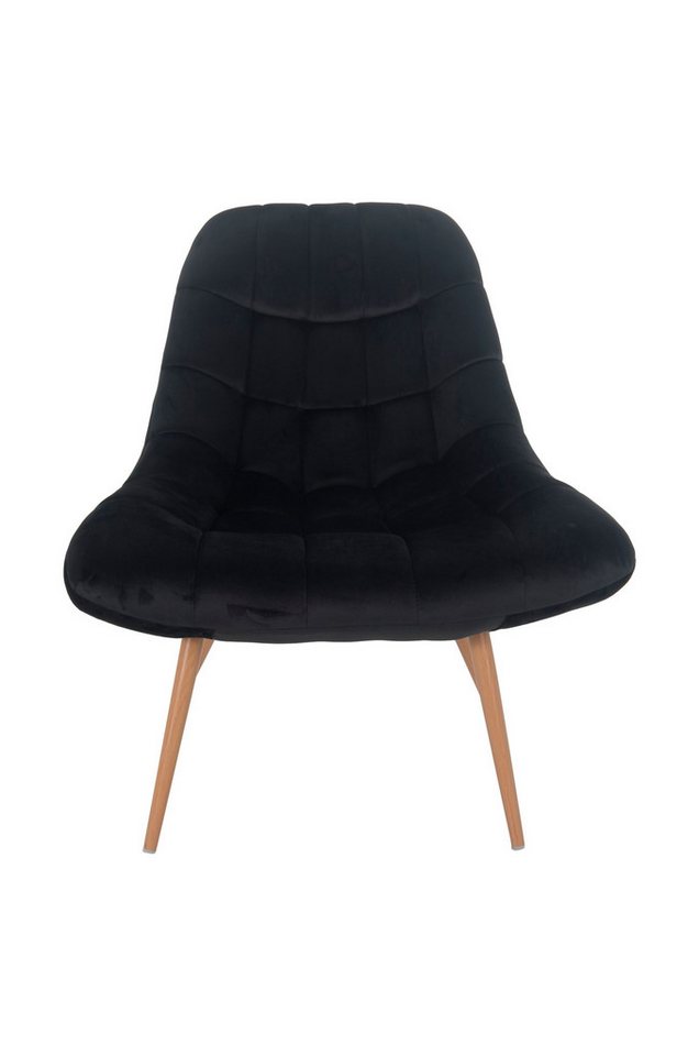 dynamic24 Sessel, Polstersessel XXL Samt schwarz Metall Holzoptik von dynamic24