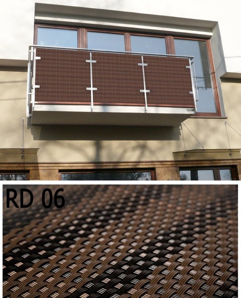 dynamic24 Sichtschutzzaunmatten, Polyrattan PVC Sichtschutz 300x90 Balkon Zaun Windschutz braun meliert von dynamic24