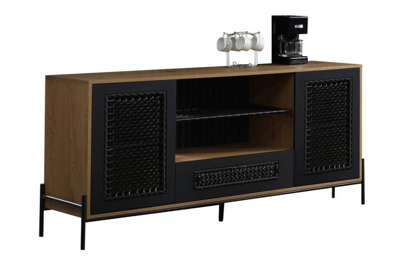 dynamic24 Sideboard SaintÉtienne, Kommode Natur/Schwarz von dynamic24