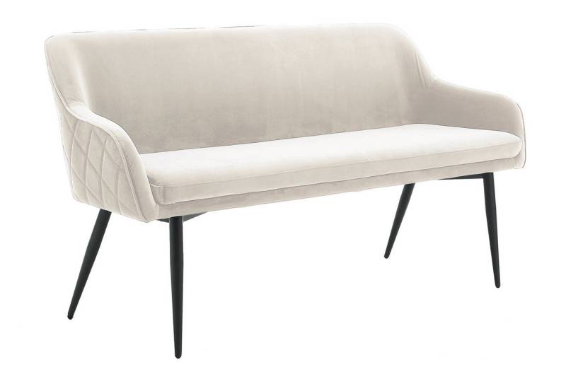 dynamic24 Sitzbank, Bank 160 cm Samt Creme von dynamic24