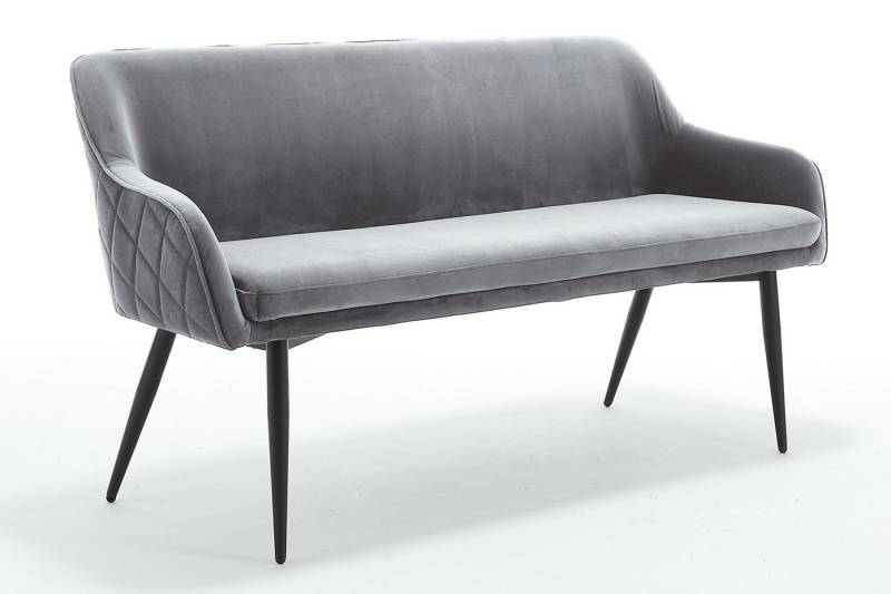 dynamic24 Sitzbank, Bank 160 cm Samt Grau von dynamic24