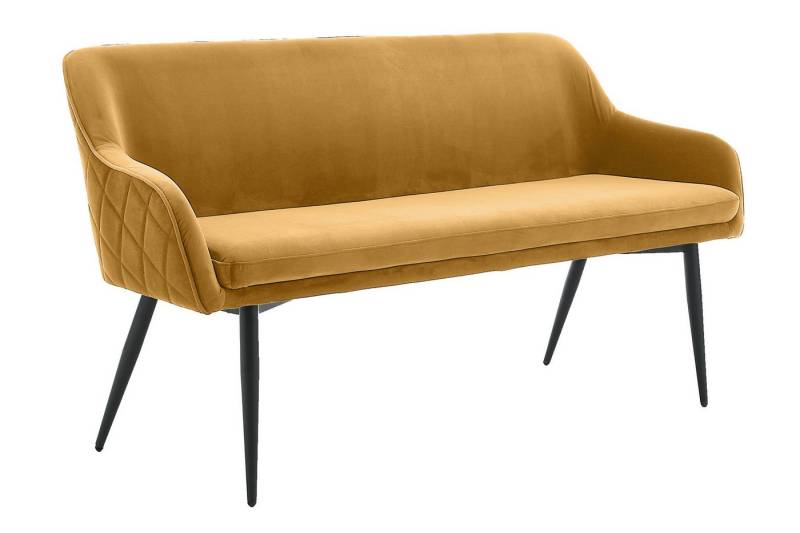 dynamic24 Sitzbank, Bank 160 cm Samt Senfgelb von dynamic24