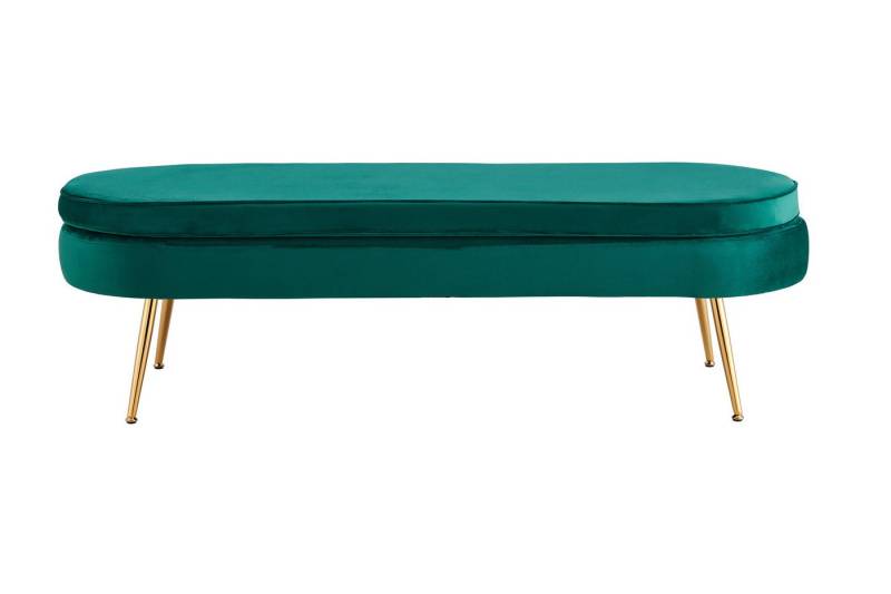 dynamic24 Sitzhocker, Sitzpouf oval lang aus Samt Grün von dynamic24