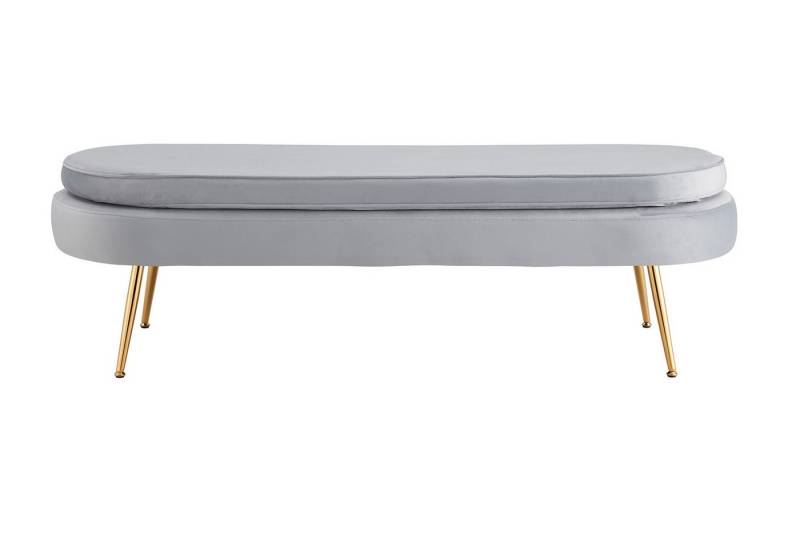 dynamic24 Sitzhocker, Sitzpouf oval lang aus Samt Hellgrau von dynamic24