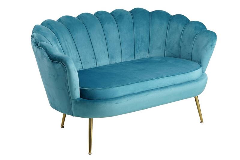 dynamic24 Sofa Devin, Muschelsofa aus Samt Blau von dynamic24