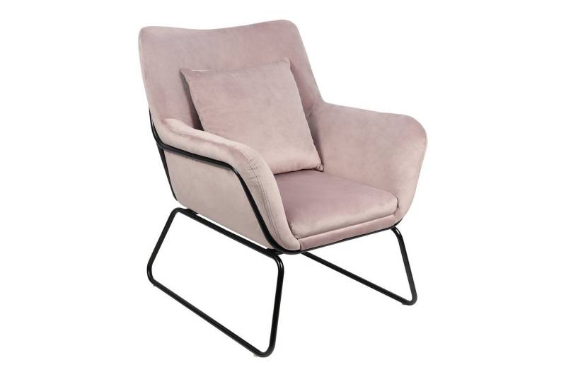 dynamic24 Stuhl Pau, Sessel mit Samtbezug Rose von dynamic24