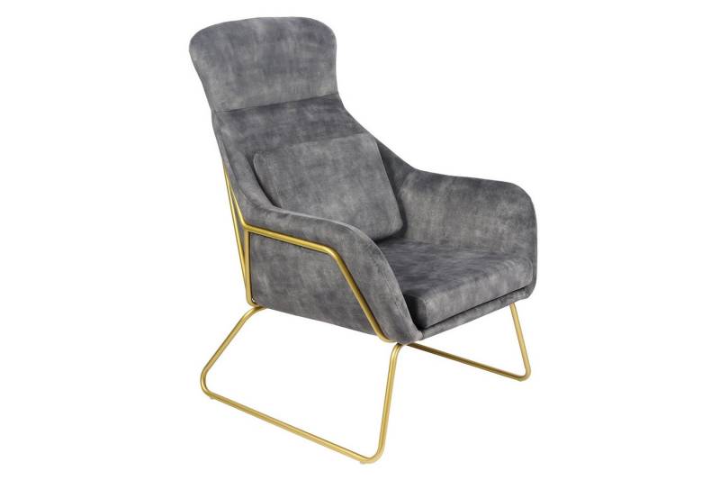 dynamic24 Stuhl SaintPierre, Sessel aus Samtvelours Grau von dynamic24