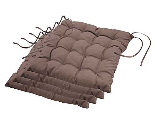 Dynamic24 Stuhlkissen 4er Set Sitzkissen 40x40 Sitzpolster Garten Kissen Polster Auflage (Taupe) von Dynamic24