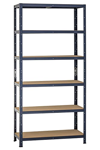 dysell Schwerlast-Regal 200x90x40 (6HB/146) - Blau - 6 extrastarke HDF-Böden - 876kg Tragkraft - Steckregal für Lager, Garage, Keller, Werkstatt von dysell