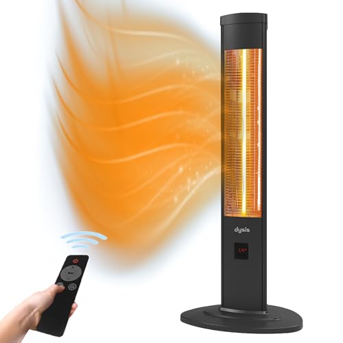 Dysis 2000 Watt Stand Heizstrahler, 4 Heizstufen mit Fernbedienung, Infrarotstrahler für Innen- & Außenbereich, IP20, Digitalanzeige, Timer, Thermostat, Schwarz von dysis