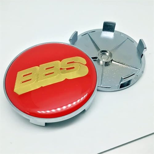 dzggs 4 stück Auto Nabendeckel für BBS 68mm, Felgenkappen Radnabenkappen Nabenabdeckung Radnaben Mittel Abdeckungen Abzeichen Sticker,Red3-A von dzggs