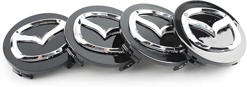 dzggs 4 stück Auto Nabendeckel für Mazda 60mm, Felgenkappen Radnabenkappen Nabenabdeckung Radnaben Mittel Abdeckungen Abzeichen Sticker,Black von dzggs