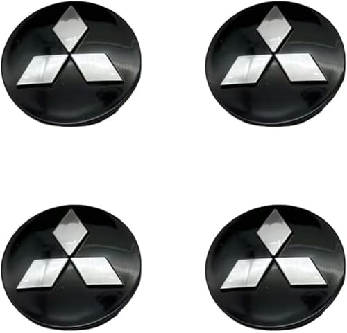 dzggs 4 stück Auto Nabendeckel für Mitsubishi Eclipse Cross 2018-2023, Felgenkappen Radnabenkappen Nabenabdeckung Radnaben Mittel Abdeckungen Abzeichen Sticker,Black2-60mm von dzggs