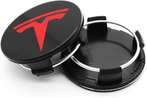 dzggs 4 stück Auto Nabendeckel für Tesla Model S X 3 64mm, Felgenkappen Radnabenkappen Nabenabdeckung Radnaben Mittel Abdeckungen Abzeichen Sticker,B von dzggs