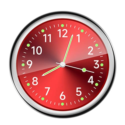 Auto Armaturenbrett Uhr, Dashboard Uhr, Car Dashboard Clock, Auto Uhr mit Doppelseitigem Aufkleber und Lüftungsclip, Quarz-Autouhr für Auto Innendekoration (rot leuchtend) von dzqad