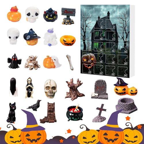 dzqad Countdown Kalender - 24 Teile Horror Totenkopf Halloween Countdown Kalender - Deko Zubehör Für Familie Schule Kinder von dzqad