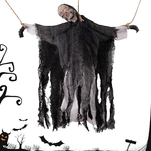 dzqad Halloween Garten Dekorationen | Geräuschaktiviertes Fliegendes Geisterskelett | Fotozubehör Feiertagsdekoration für Spukhaus Garten Wand Fenster Schule Flure und Zuhause dzqad Halloween Garten Dekorationen | Geräuschaktiviertes Fliegendes Geisterskelett | Fotozubehör Feiertagsdekoration für Spukhaus Garten Wand Fenster Schule Flure und Zuhause von dzqad