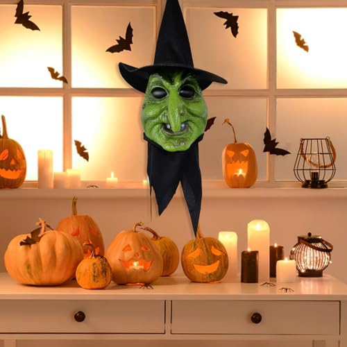 dzqad Halloween Hexendekor - Schaurige Hexe Kostüm Deko Für Feiertage | Fotomotive Mit Licht Und Sound Für Innen- Und Außenbereich Feiern Kamin Terrasse von dzqad