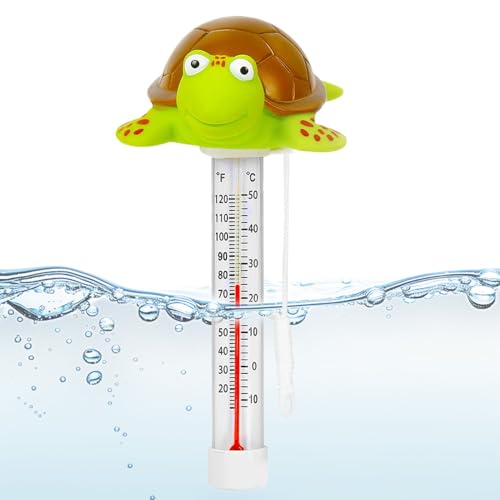 dzqad Schwimmbadthermometer - Schildkröten-Motiv Wassertemperaturmesser,Schwimmendes Messgerät Wasserdicht Für Schwimmbecken Teich Kinderbad Aquarium Innen Außen von dzqad