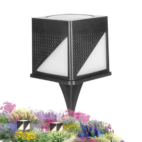 dzqad Solarsäulenleuchten,Solarsäulenleuchten für den Außenbereich - Wasserdichte Solarlaternenleuchten für den Außenbereich,Solar-Pfostenleuchten für, quadratische LED-Säulenleuchte von dzqad