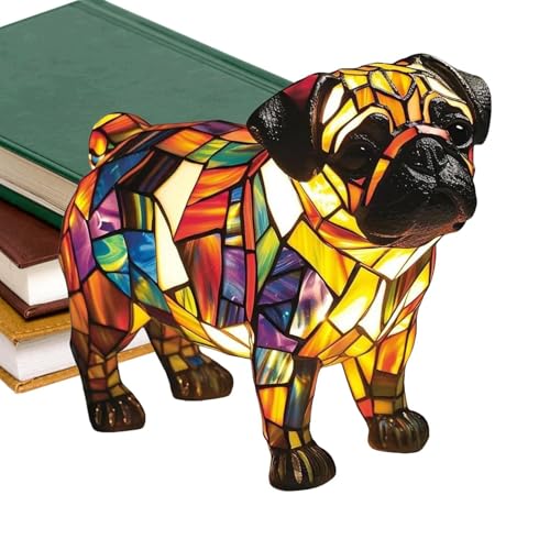 dzqad Tierlampen,Retro Buntglas Dekorleuchte - Skulptur Buntes Nachtlicht Kunstharz Deko Wohnaccessoire Für Schlafzimmer Wohnzimmer Schreibtisch von dzqad