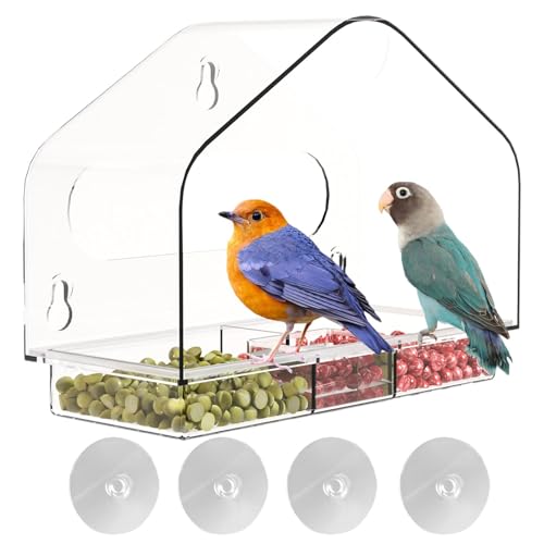 dzqad Transparenter Vogelfutterspender, Vogelfenster-Futterspender,Vogelhäuschen aus Acryl - Fenster-Vogelhäuschen mit starken Saugnäpfen für den Außenbereich, transparentes Acryl-Vogelhaus zur dzqad Transparenter Vogelfutterspender, Vogelfenster-Futterspender,Vogelhäuschen aus Acryl - Fenster-Vogelhäuschen mit starken Saugnäpfen für den Außenbereich, transparentes Acryl-Vogelhaus zur von dzqad