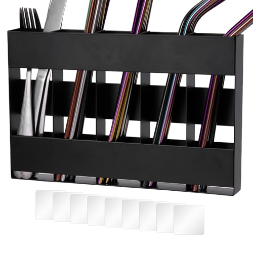 dzqad Trinkhaltehalter | 5-Fach Aufbewahrung Für Strohhalme - Platzsparender Behälter Mit 9 Stück Doppelseitigem Klebeband Für Küche Haushalt Gastronomie von dzqad