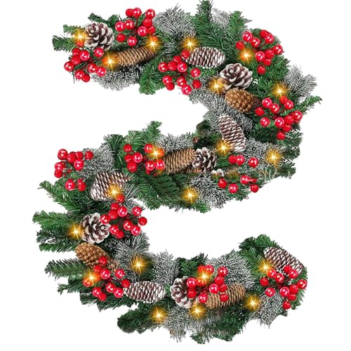 dzqad Weihnachtsgirlanden Zur Dekoration - wasserdichte Weihnachts Rattandekor Mit Lichterkette,Schmuckdekoration Für Türen Fenster Haus Party Indoor Outdoor Einkaufszentren Firma von dzqad