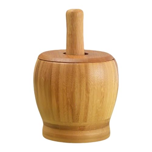 dzqad und Stößel Set Klein,Knoblauch Mahlwerkzeug - Knoblauchmühle aus Holz für Kochbegeisterte, Mahlzeitenplaner, Hobbyköche und Rezeptentwickler mit Sesam, Walnüssen Trockenfrüchten von dzqad