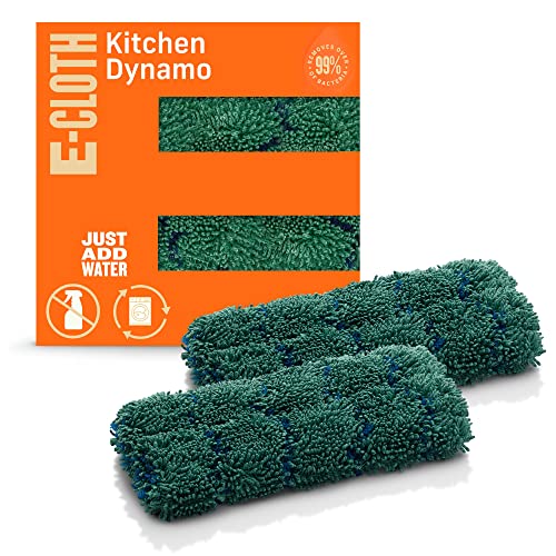 E-Cloth Küchendynamo, Premium-Mikrofaser, Kratzfest, ideal für die Reinigung von Geschirr, Spüle und Arbeitsplatte, Grün, 2 Stück von e-cloth