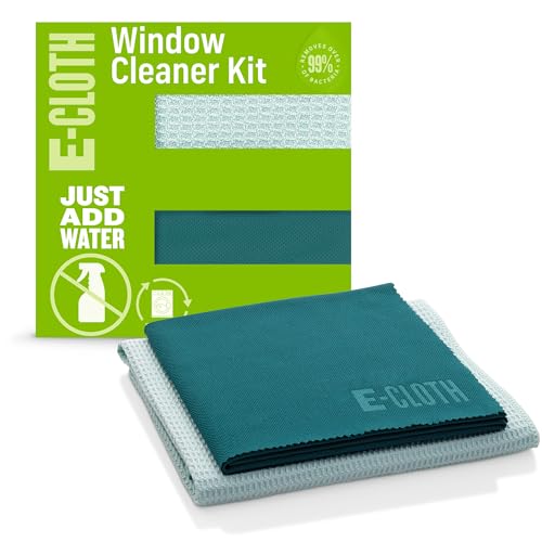 e-cloth Fenster-Reinigungsset, Mikrofaser, Grün, 2 Tuchset, 1 Packung von e-cloth