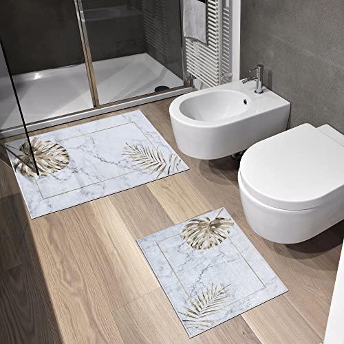e-floor 2X Badematte | 50x40cm + 50x80cm | Blätter | Anti-Rutsch | Badteppich | Badvorleger | Duschvorleger | Duschmatte | Rutschhemmend | Ultraweich | Saugfähig e-floor 2X Badematte | 50x40cm + 50x80cm | Blätter | Anti-Rutsch | Badteppich | Badvorleger | Duschvorleger | Duschmatte | Rutschhemmend | Ultraweich | Saugfähig von e-floor