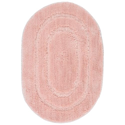 e-floor - Badematte Soft – Badteppich Weich Flauschig – Rutschfester Badezimmerteppich – Angenehm im Griff – Leicht zu Reinigen – Waschmaschinengeeignet - Badematten - Teppish - Oval - 40x60 cm Rosa von e-floor
