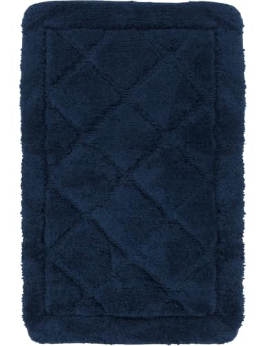 e-floor Badematte Soft – Weich – Flauschig – Rutschfester Badezimmerteppich – Angenehm im Griff – Leicht zu Reinigen – Waschmaschinengeeignet - 50x80 cm Marineblau von e-floor