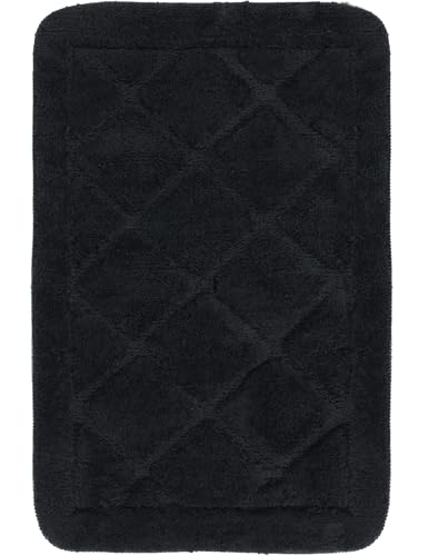 e-floor Badematte Soft – Weich – Flauschig – Rutschfester Badezimmerteppich – Angenehm im Griff – Leicht zu Reinigen – Waschmaschinengeeignet - 50x80 cm Schwarz von e-floor