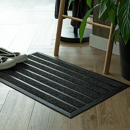 e-floor - Fußmatte - Grau - Schmutzfangmatte - Türmatte für Innen - sammelt Bart und Feuchtigkeit - rutschfest - Gummi - 45x75 cm von e-floor