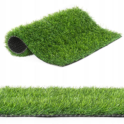 e-floor Grün Kunstrasenteppich | 400x125cm | Amelia | Kunstrasen | Rollrasen | Balkonteppich | Gartenteppich | Terrasseteppich | Grasmatte | Rasenteppich für Balkon, Terrasse, Garten mit Meterware von e-floor