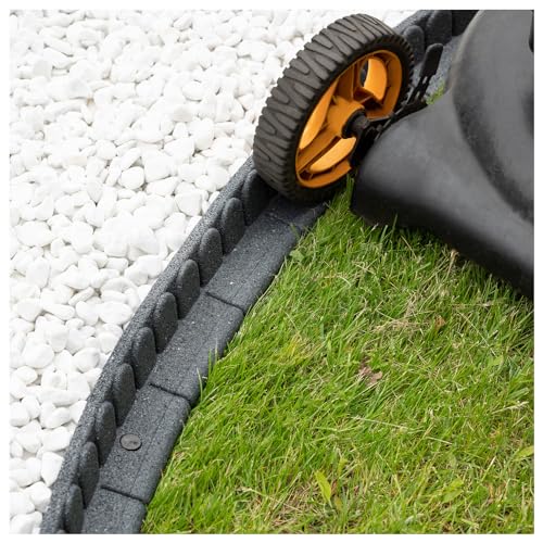 e-floor Rasenkante 120 x 7 x 8 cm | Flexible Beeteinfassung | Beetumrandung Garten | Mähkante Raseneinfassung | Steinmotiv | grau von e-floor