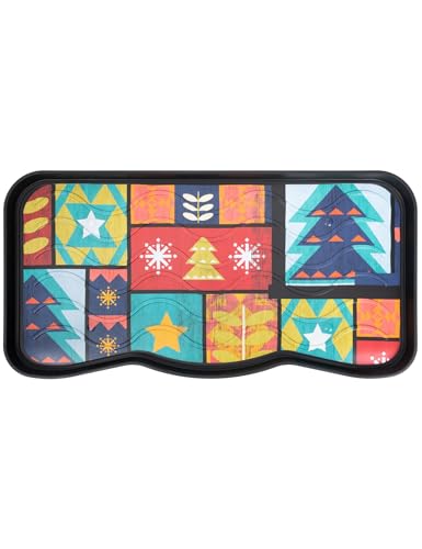 e-floor Schuhabtropfschale gedruckt | Christmas | 38cm x 75cm | zu Weihnachten | Schuhmatte | Schuhablage | Schuhunterlage | Abtropfschale für Schuhe Regen Herbst Winter | Anti-Rutsch | Napfunterlage von e-floor